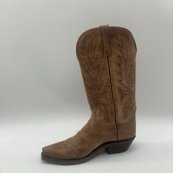 Womens 6.5B Lucchese Bootmaker Brown Bison Square Toe Cowboy Western Boots - Picture 5 of 12